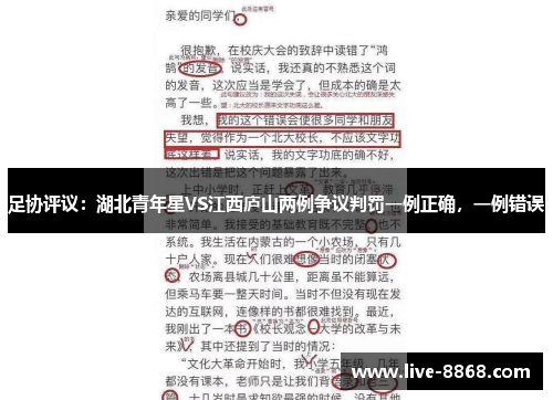 足协评议：湖北青年星VS江西庐山两例争议判罚一例正确，一例错误